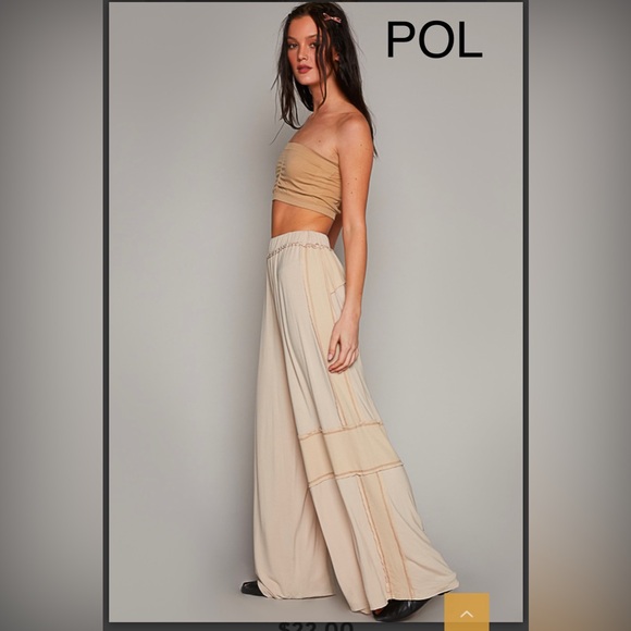 POL Pants - 171. NWT POL Tan and Cream Mixed Media Wide Leg Pants